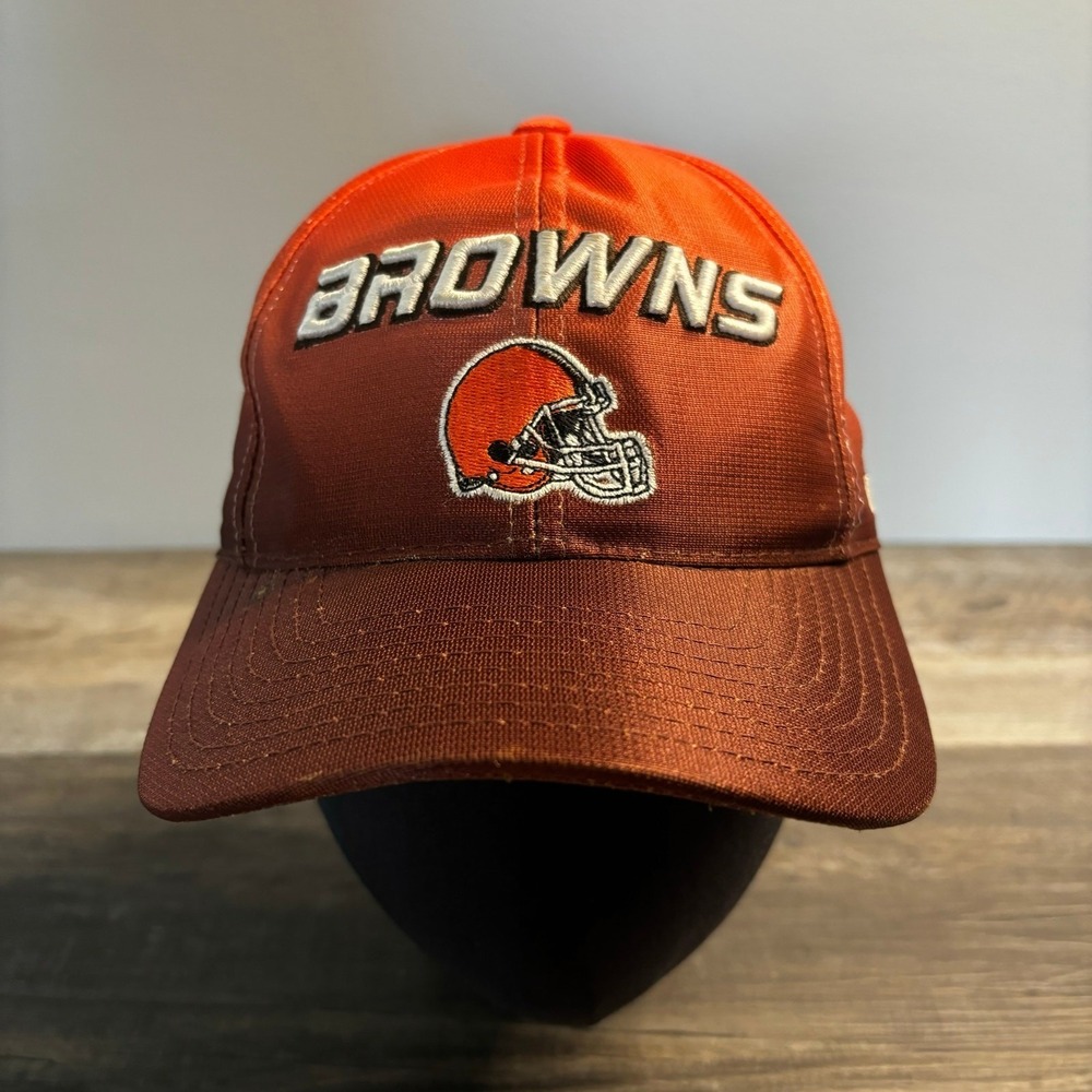 Vintage Puma NFL Pro Line Cleveland Browns Ombre Orange Brown Mens Shiny Hat Cap